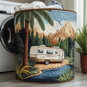 Camping Vibe Quilted Laundry Basket Excellent Gift For Her