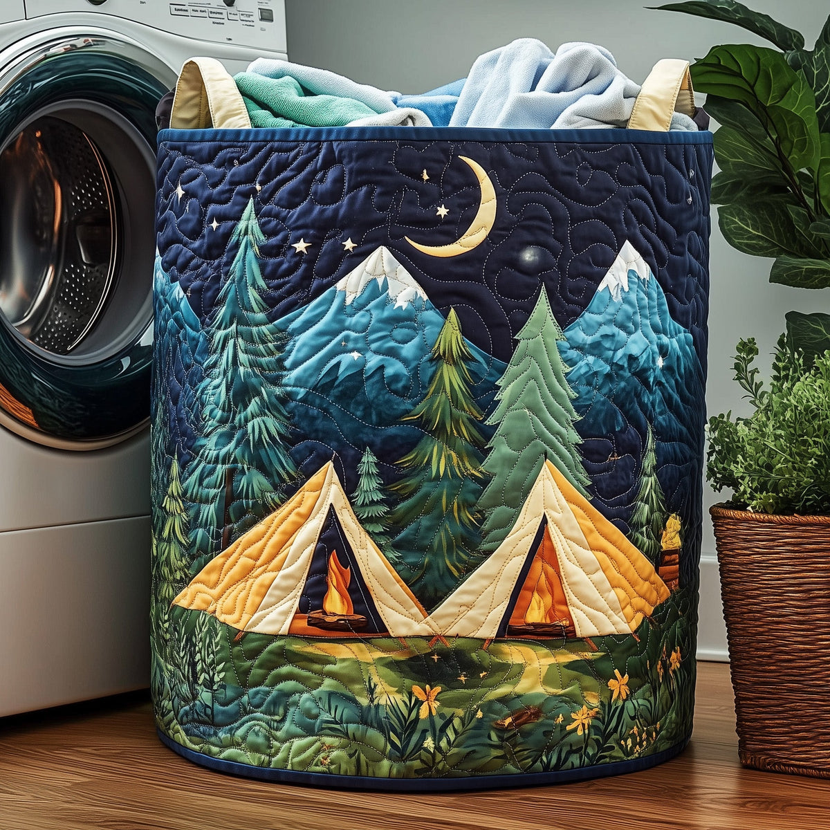 Camping Vibe Quilted Laundry Basket Mother’s Day Merch Gift