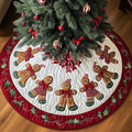 Candy Cane Ginger Magic Christmas Quilted Tree Skirt Seasonal Gift Merch for Festive Homes
