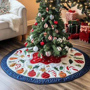 Candy Stripe Delight Christmas Quilted Tree Skirt Magical Christmas Tree Skirt to Impress Guests