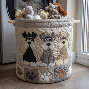 Cartoon Schnauzer Quilted Laundry Basket Excellent Gift For Her