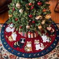 Cat Gathering Christmas Quilted Tree Skirt Custom Christmas Tree Skirt Merch for Your Family