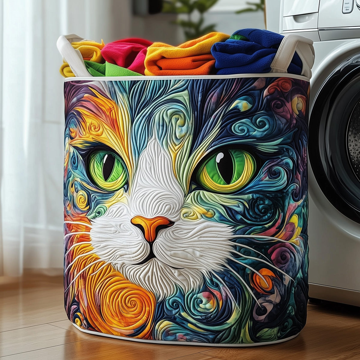 Cat Purrs Quilted Laundry Basket Gftoma4607 Merch For Kids