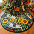 Catnap In The Sunflowers Quilted Christmas Tree Skirt Custom Christmas Tree Skirt Merch for Your Family