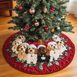 Cavapoo Charm Christmas Quilted Tree Skirt Trending Christmas Tree Skirt Merch 2025
