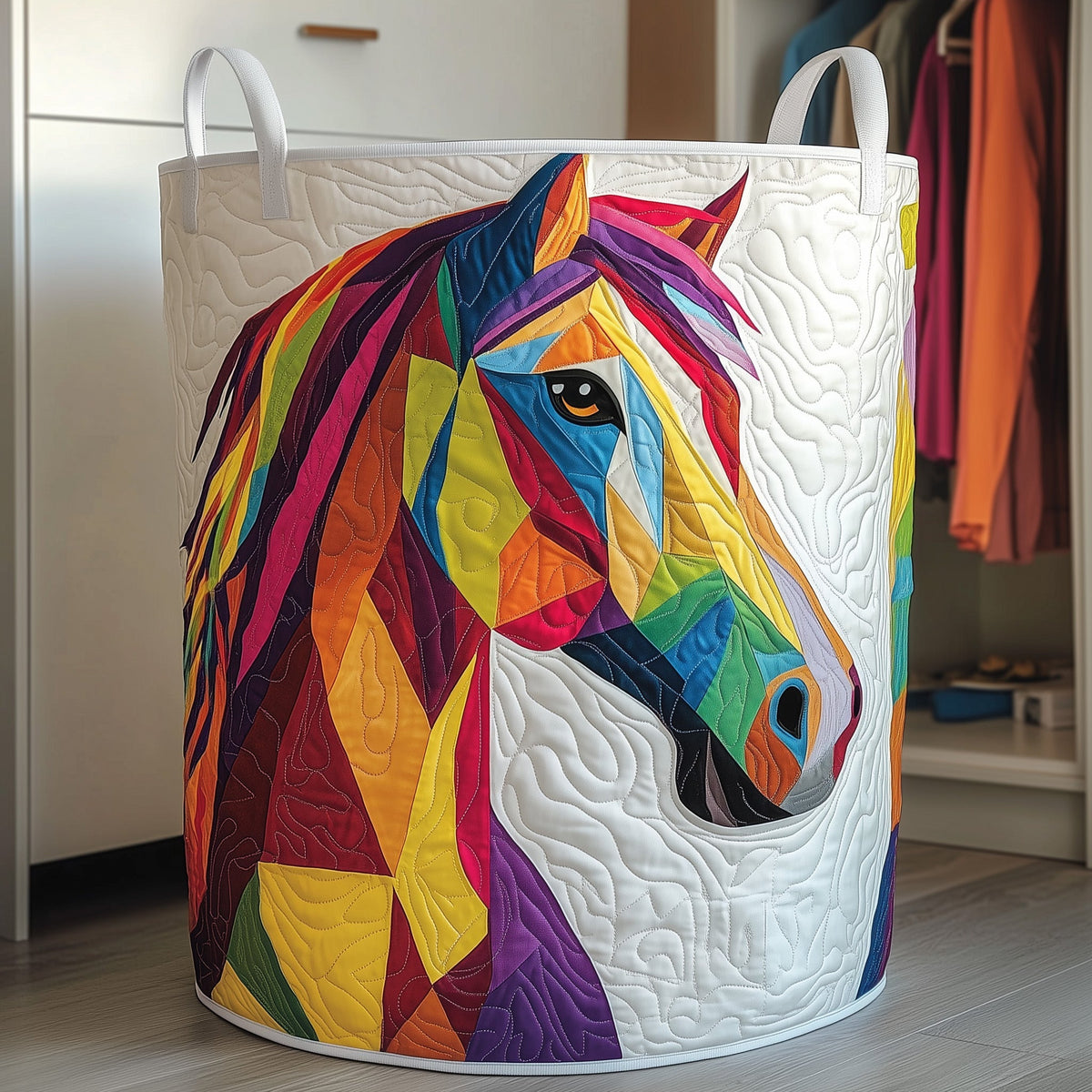 Charming Horse Quilted Laundry Basket Perfect Gift For Apartment Living