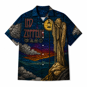 Led Zeppelin Stained Glass The Hermit Hawaiian Shirt, Rock Band Button Up Shirt