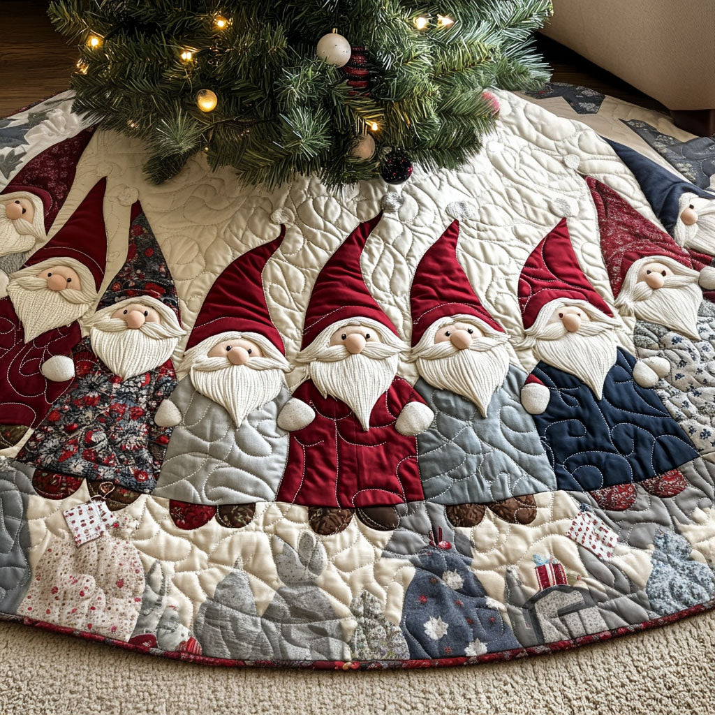 Cheerful Chums Quilted Christmas Tree Skirt Perfect Merch Gift Tree Skirt for Holiday Season