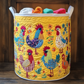 Chic Chickens Quilted Laundry Basket Merch For Friends