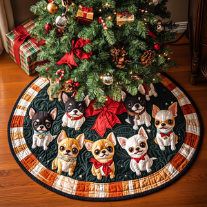 Chihuahua Noel Wishes Chritstmas Quilted Tree Skirt Must Have Holiday Merch for Christmas Decor