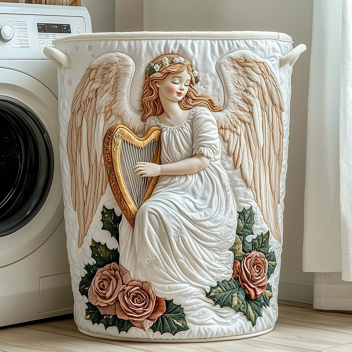 Christmas Angel Quilted Laundry Basket Graduation Merch Gift