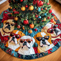 Christmas Bulldog In Style Christmas Quilted Tree Skirt Cozy Holiday Tree Skirt to Brighten Your Home