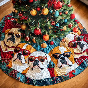 Christmas Bulldog In Style Christmas Quilted Tree Skirt Cozy Holiday Tree Skirt to Brighten Your Home