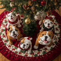 Christmas Bulldog Joy Quilted Christmas Tree Skirt Perfect Tree Skirt Gift for Mom or Grandma