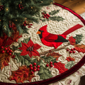 Christmas Cardinal Elegance Quilted Christmas Tree Skirt Seasonal Gift Merch for Festive Homes