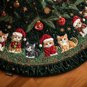 Christmas Cat Quilted Tree Skirt Merch For Him