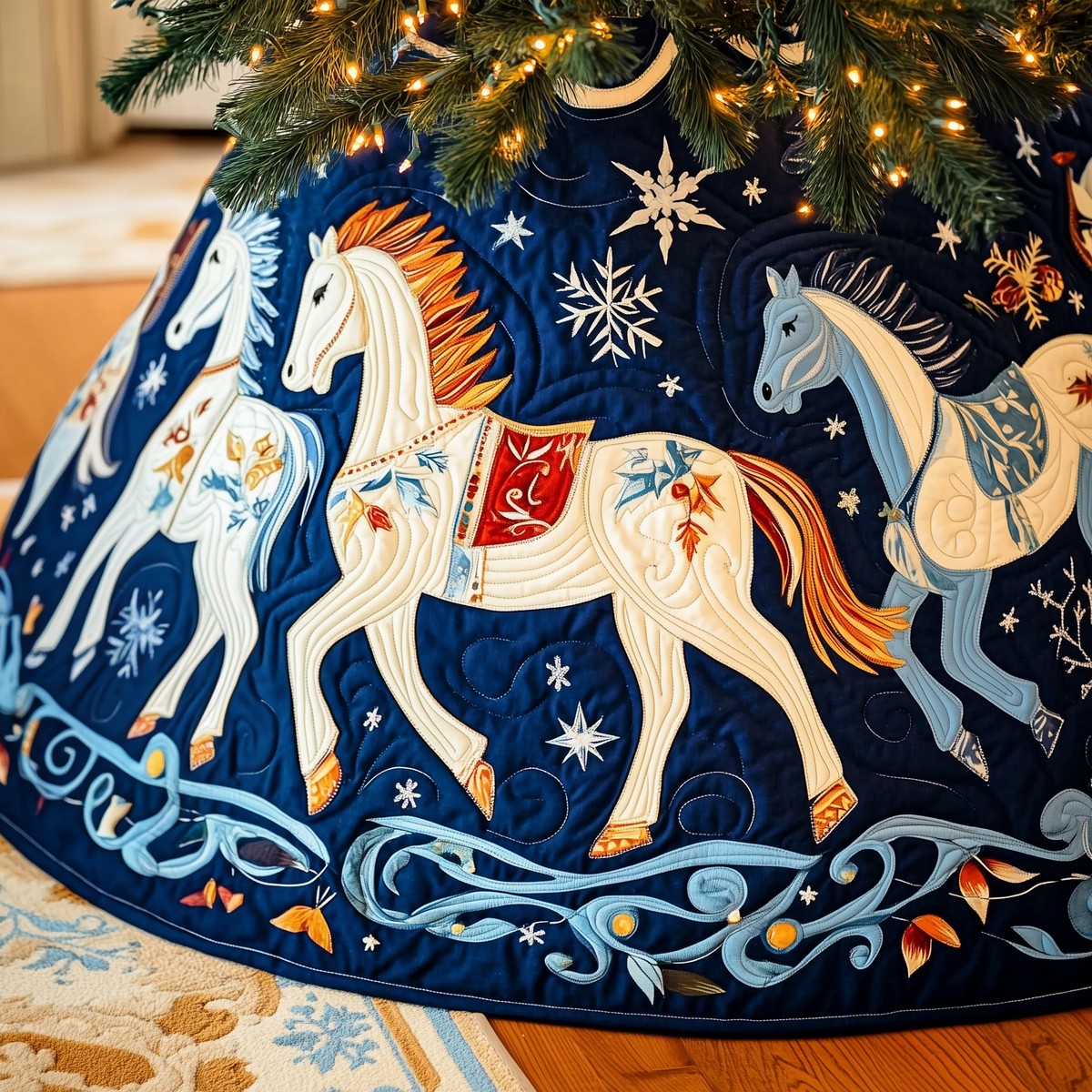Christmas Horse Quilted Tree Skirt Perfect Home For Christmas Tree Merch