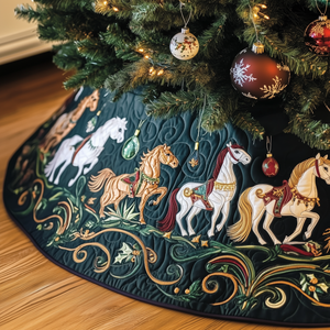 Christmas Horse Quilted Tree Skirt Special Birthday Gift Merch