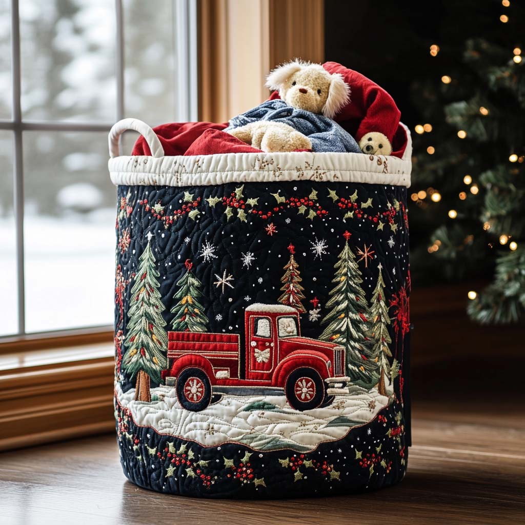 Christmas Magic Quilted Laundry Basket Perfect Birthday Gift Idea