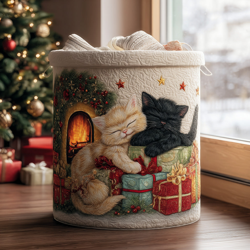 Christmas Paws Quilted Laundry Basket Merch For Her