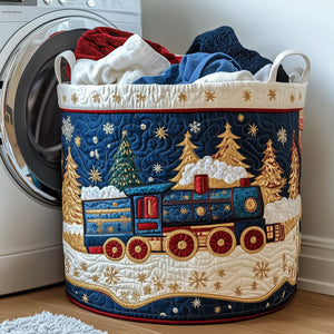 Christmas Train Quilted Laundry Basket Anniversary Merch Gift