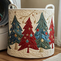 Christmas Trees Quilted Laundry Basket Holiday Season Merch