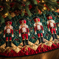 Classic Nutcrackers Christmas Quilted Tree Skirt Charming Tree Skirt for Family Gatherings