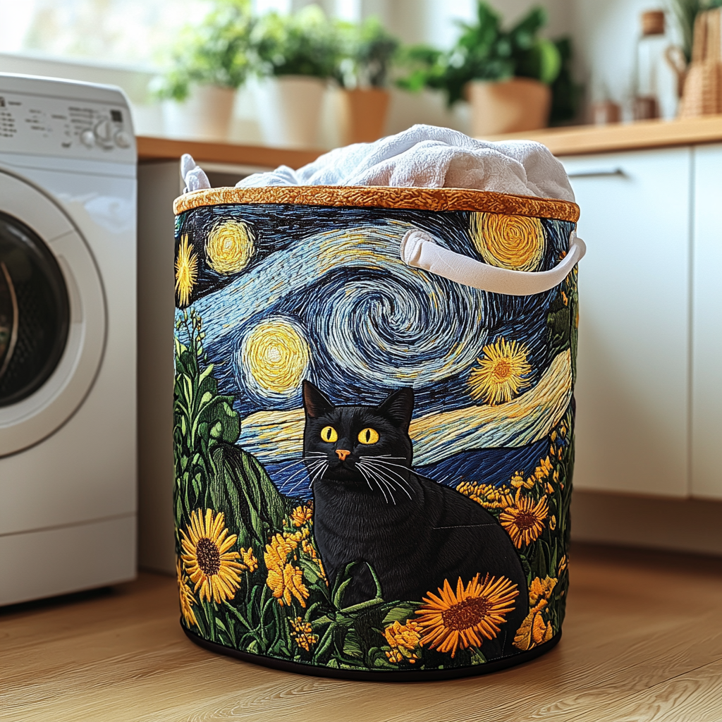 Clever Cat Quilted Laundry Basket - Christmas Merch Gift