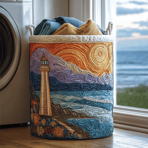 Coastal Beacon Quilted Laundry Basket Birthday Merch Gift