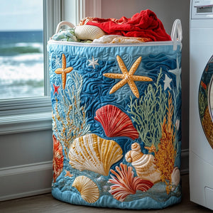 Coastal Dream Quilted Laundry Basket Merch For Home And Bedroom