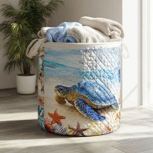 Coastal Drift Quilted Laundry Basket Gift To Brighten Their Day