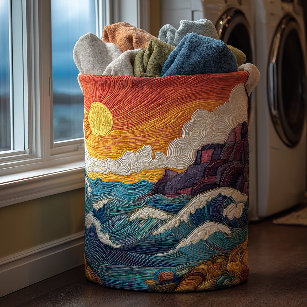 Coastal Glow Quilted Laundry Basket Holiday Favorite Gift