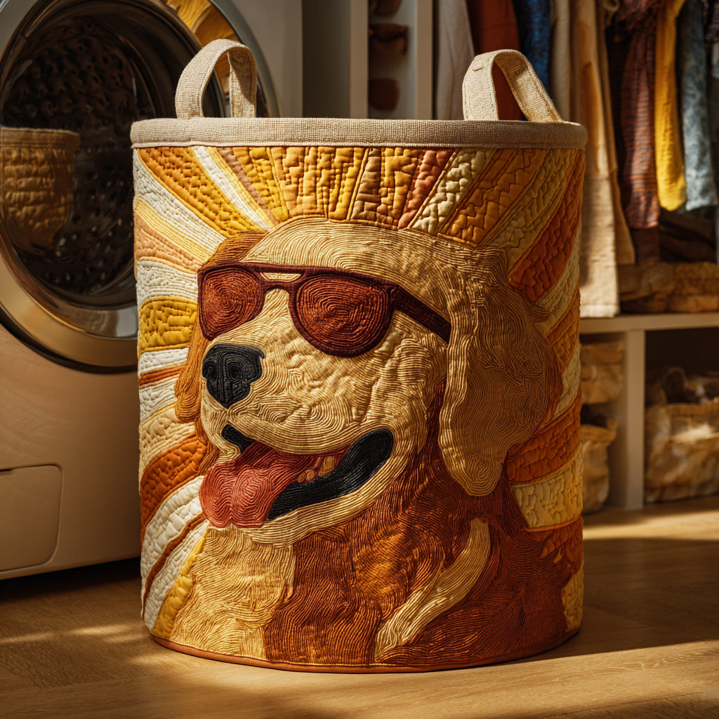 Cool Golden Retriever Quilted Laundry Basket Ideal Present For Newlyweds