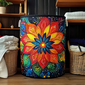 Cosmic Bloom Mandala Quilted Laundry Basket Father’s Day Merch Gift