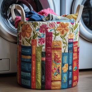 Cozy Book Quilted Laundry Basket Merch For Home And Bedroom