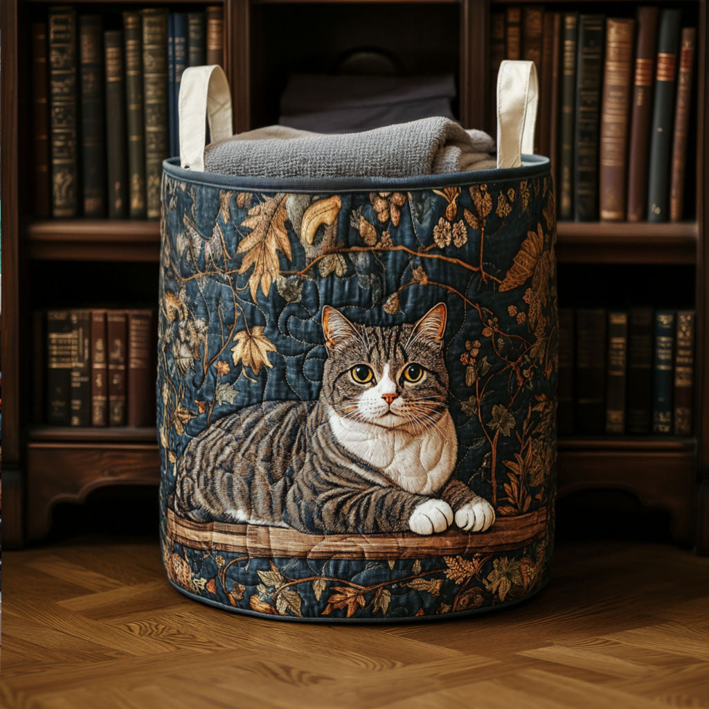 Cozy Cat Quilted Laundry Basket Anniversary Merch Gift