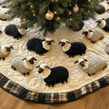 Cozy Flock Quilted Christmas Tree Skirt Lovely Gift Merch for a Festive Home