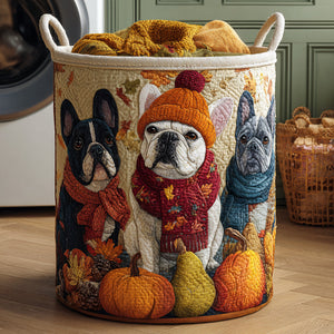 Cozy Trio Bulldog Quilted Laundry Basket Merch For Friends