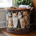 Cozy Whiskers Quilted Laundry Basket Summer Merch Vibes