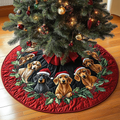 Dachshund Noel Christmas Quilted Tree Skirt Perfect Merch Gift Tree Skirt for Holiday Season