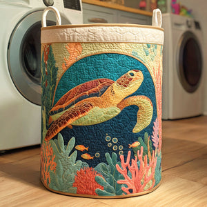 Deep Sea Turtle Quilted Laundry Basket Gift Idea For Busy Families