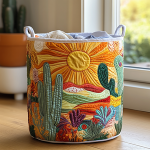 Desert Sunrise Quilted Laundry Basket Halloween Merch Gift