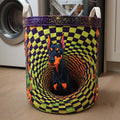 Doberman Spiral Glow Quilted Laundry Basket Merch For Cozy Nights