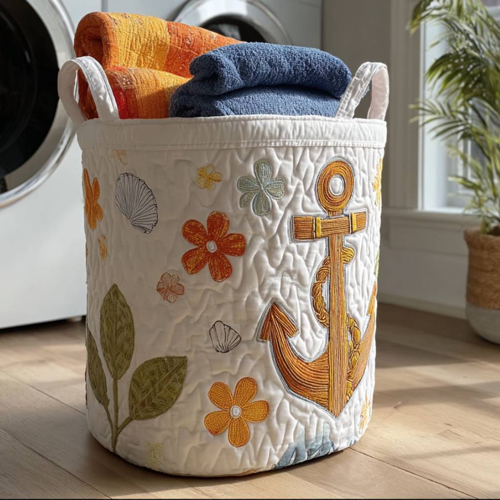 Dockside Dreams Quilted Laundry Basket Summer Merch Vibes