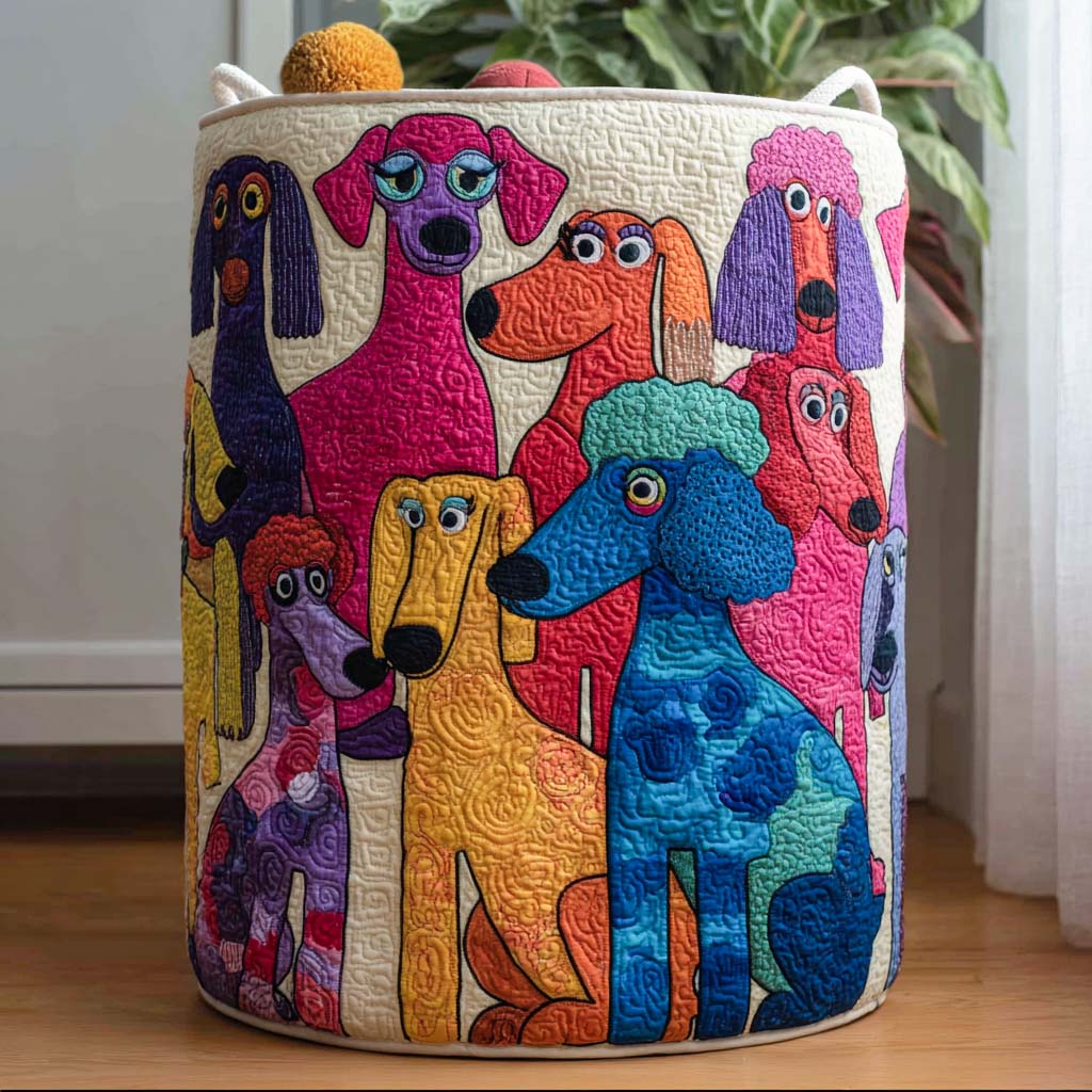 Doodle Paws Quilted Laundry Basket Valentine’s Day Merch Gift
