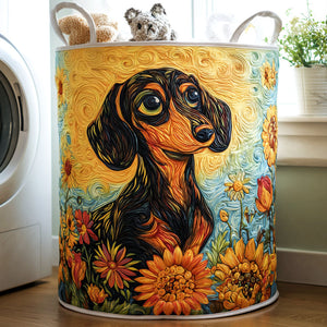 Doxie Charm Quilted Laundry Basket Anniversary Merch Gift