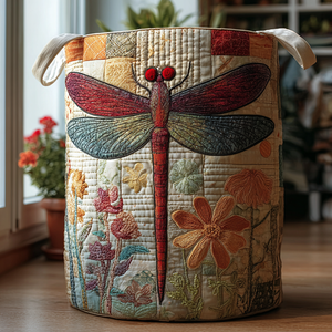 Dragonfly Bloom Quilted Laundry Basket Valentine’s Day Merch Gift