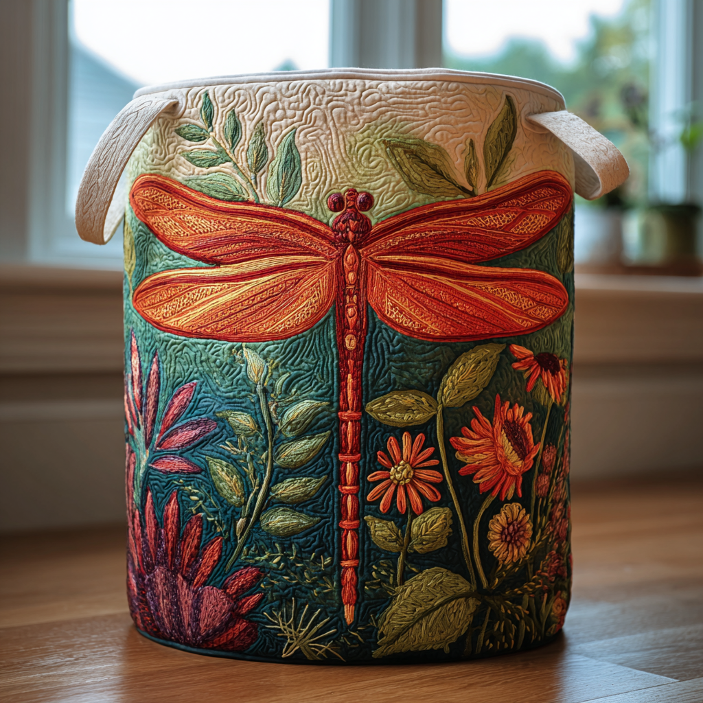 Dragonfly Grace Quilted Laundry Basket Halloween Merch Gift