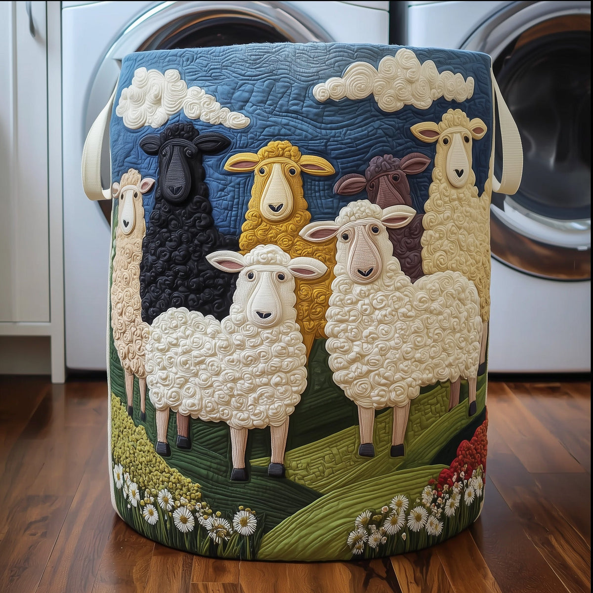 Dreamy Sheep Quilted Laundry Basket Holiday Favorite Gift