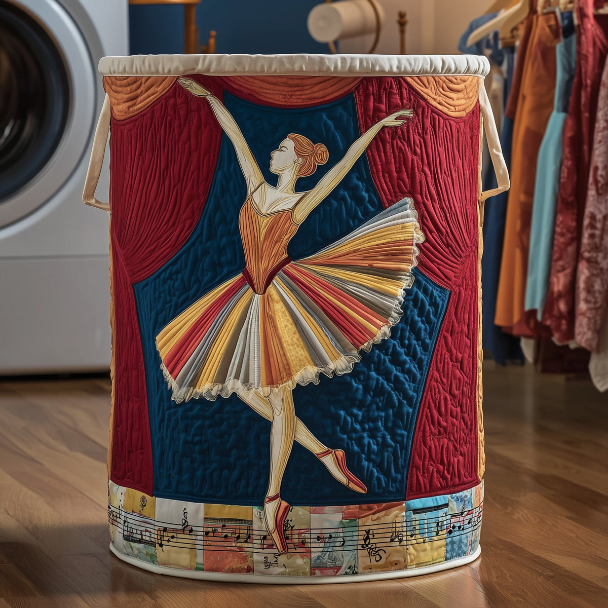 Elegant Ballerina Quilted Laundry Basket Great Stocking Stuffer